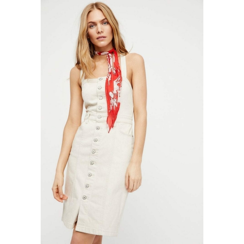 Free People | Button Front Denim Jumper Dress